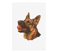 Azeeda 'German Shepherd with Ball' Poster - A5 Portrait (PP00376655)