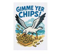Azeeda 'Gimme Your Chips Seagull' Temporary Tattoo - Water Resistant, Skin-Safe, Non-Toxic Transfer (TO00087601)