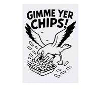 Azeeda 'Gimme Your Chips Seagull' Temporary Tattoo - Water Resistant, Skin-Safe, Non-Toxic Transfer (TO00087599)