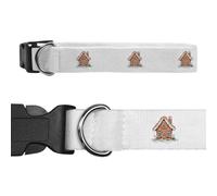 Azeeda 'Gingerbread House' Dog Collar - White, S (PR00088657) | Adjustable Collar for Leads, ID Tags, Walks and Photos