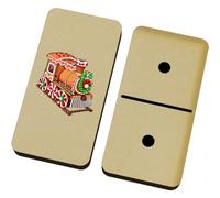 Azeeda 'Gingerbread Train' Domino Set with Box (DM00060730) | Wooden Tabletop Game for Family Nights, Travel and Gifts