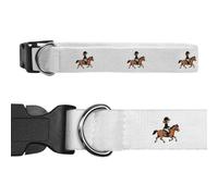 Azeeda 'Girl Riding Pony' Dog Collar - White, L (PR00088024)