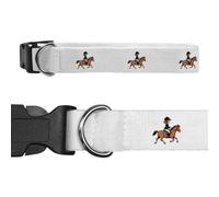Azeeda 'Girl Riding Pony' Dog Collar - White, S (PR00088023)