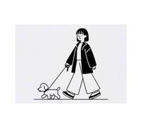Azeeda 'Girl Walking Dog' Temporary Tattoo - A6 (TO00101549)
