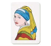 Azeeda 'Girl with a Pearl Earring' Rectangular Fridge Magnet - Decorative Refrigerator & Whiteboard Magnet for Home, Kitchen or Office - 70mm x 49mm (FM00055109)