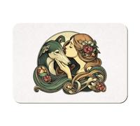 Azeeda 'Girl With Greyhound' Rectangular Fridge Magnet - Decorative Refrigerator & Whiteboard Magnet for Home, Kitchen or Office - 70mm x 49mm (FM00055354)