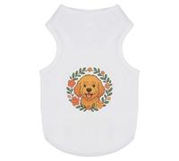 Azeeda 'Golden Cockapoo Floral Wreath' Pet Dog/Cat T-Shirt, L (PT00170559)