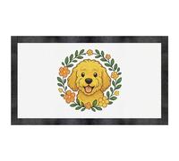 Azeeda 'Golden Cockapoo Floral Wreath' Pet Feeding Mat (PM00033929)