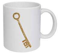 Azeeda 'Golden Key' Ceramic Mug - 320ml (11oz) (MG00113328) | Coffee / Tea Cup for Home, Office, Hot Drinks and Gifts