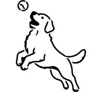 Azeeda 'Golden Retriever Catching Tennis Ball' Stencil/Template (WS00083837)