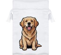 Azeeda 'Golden Retriever Dog' Satin Gift Bag - 15cm (SB00160772) | Drawstring Gift Pouch for Wedding Favours, Jewellery and Parties