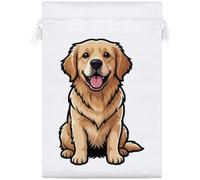 Azeeda 'Golden Retriever Dog' Satin Gift Bag - 25cm (SB00160775) | Drawstring Gift Pouch for Wedding Favours, Jewellery and Parties