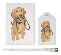 Azeeda 'Golden Retriever & Lead' Passport Travel Set - White (PA00023721)