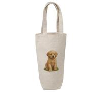 Azeeda 'Golden Retriever Puppy Sitting On The Grass' Cotton Wine Bottle Gift/Travel Bag (BL00044263)