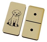 Azeeda 'Golden Retriever Puppy Sitting On The Grass' Domino Set & Box (DM00051703)