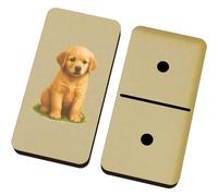 Azeeda 'Golden Retriever Puppy Sitting On The Grass' Domino Set & Box (DM00051704)