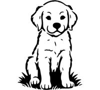 Azeeda 'Golden Retriever Puppy Sitting On The Grass' Stencil/Template (WS00062807)