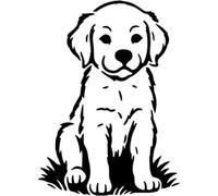 Azeeda 'Golden Retriever Puppy Sitting On The Grass' Stencil/Template (WS00062808)