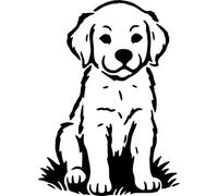 Azeeda 'Golden Retriever Puppy Sitting On The Grass' Stencil/Template (WS00071158)