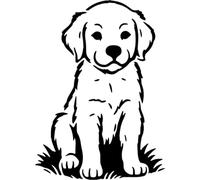 Azeeda 'Golden Retriever Puppy Sitting On The Grass' Stencil/Template (WS00081241)