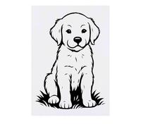 Azeeda 'Golden Retriever Puppy Sitting On The Grass' Temporary Tattoo - Water Resistant, Skin-Safe, Non-Toxic Transfer (TO00090999)