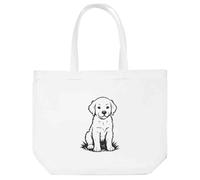 Azeeda 'Golden Retriever Puppy Sitting On The Grass' Tote Shopping Bag For Life (BG00085905)