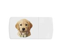 Azeeda 'Golden Retriever Puppy with Flowers' Pill Box with Tablet Splitter (PI00037511)
