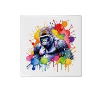 Azeeda 'Gorilla Portrait' 108mm Square Ceramic Tile (TD00042643)