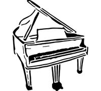 Azeeda 'Grand Piano' Reusable Stencil - Durable Decorative Template for Painting and Spraying on Walls, Tiles, Wood, Fabric & Craft Projects - S (A6) (WS00068532)