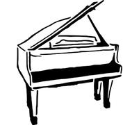 Azeeda 'Grand Piano' Reusable Stencil - Durable Decorative Template for Painting and Spraying on Walls, Tiles, Wood, Fabric & Craft Projects - S (A6) (WS00068419)