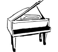 Azeeda 'Grand Piano' Reusable Stencil - Durable Decorative Template for Painting and Spraying on Walls, Tiles, Wood, Fabric & Craft Projects - XXL (A2) (WS00075864)