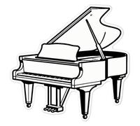 Azeeda 'Grand Piano' White Premium Vinyl Decal Sticker - Waterproof, Durable & Easy to Apply - for Car Bumpers, Windows, Bins & More - Large (210mm) (DW00192979)