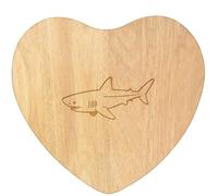 Azeeda 'Great White Shark' Wooden Heart Shaped Chopping/Cutting Board (WB00097517)