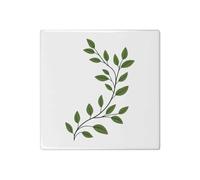 Azeeda 'Gr reen Leaf Branch' Ceramic Tile - 108mm Square (TD00032593)