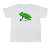 Azeeda 'Green Tree Frog' Kids T-Shirt - White, 7-8 (TS00096191)