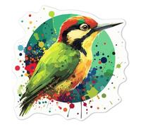 Azeeda 'Green Woodpecker' White Premium Vinyl Decal Sticker - Waterproof, Durable & Easy to Apply - for Car Bumpers, Windows, Bins & More - Medium (100mm) (DW00116049)