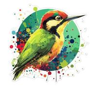 Azeeda 'Green Woodpecker' White Premium Vinyl Decal Sticker - Waterproof, Durable & Easy to Apply - for Car Bumpers, Windows, Bins & More - Large (210mm) (DW00116050)