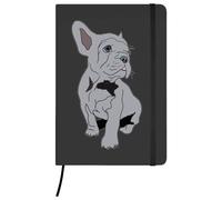 Azeeda 'Grey French Bulldog Puppy' Ruled Notebook - Black, A5 (NB00063861)