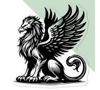 Azeeda 'Griffin On Guard' Clear Premium Vinyl Decal Stickers - Waterproof, Durable & Easy to Apply - for Car Bumpers, Windows, Bins & More - Medium (100mm) (DC00147881)
