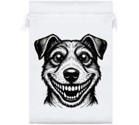 Azeeda 'Grinning Jack Russell' Satin Gift Bag - 25cm (SB00164799) | Drawstring Gift Pouch for Wedding Favours, Jewellery and Parties