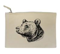Azeeda 'Grizzly Bear Portrait' Canvas Clutch Bag/Accessory Case (CL00046976)