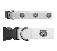 Azeeda 'Growling Tiger Head' Dog Collar - White, S (PR00087259)