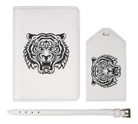Azeeda 'Growling Tiger Head' Passport Travel Set - White (PA00046146)