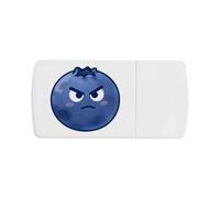 Azeeda 'Grumpy Blueberry' Pill Box with Splitter (PI00044927) | Compact Medicine Organiser / Tablet Cutter for Home and Travel