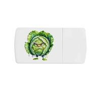Azeeda 'Grumpy Cabbage' Pill Box with Splitter (PI00044321) | Compact Medicine Organiser / Tablet Cutter for Home and Travel