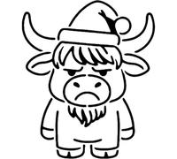Azeeda 'Grumpy Christmas Highland Cow' Reusable Stencil - Durable Decorative Template for Painting and Spraying on Walls, Tiles, Wood, Fabric & Craft Projects - L (A4) (WS00071973)