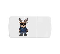 Azeeda 'Grumpy Deer Wearing Sunglasses' Pill Box with Tablet Splitter (PI00041277)