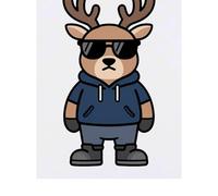 Azeeda 'Grumpy Deer Wearing Sunglasses' Temporary Tattoo - Water Resistant, Skin-Safe, Non-Toxic Transfer (TO00098193)