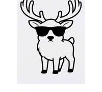 Azeeda 'Grumpy Deer Wearing Sunglasses' Temporary Tattoo - Water Resistant, Skin-Safe, Non-Toxic Transfer (TO00098231)