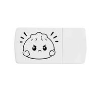 Azeeda 'Grumpy Dumpling' Pill Box with Splitter (PI00046154) | Compact Medicine Organiser / Tablet Cutter for Home and Travel